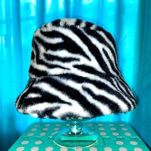 Funky Zebra Print Faux Fur Bucket Hat - Super Soft n’ Cozy